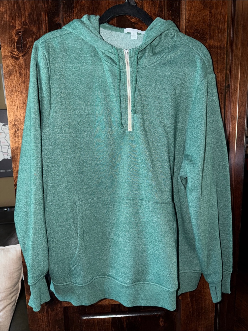 Women’s Green Hooded Quarter-Zip Pullover Sweatshirt
